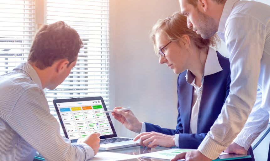 a team looking at project management software 