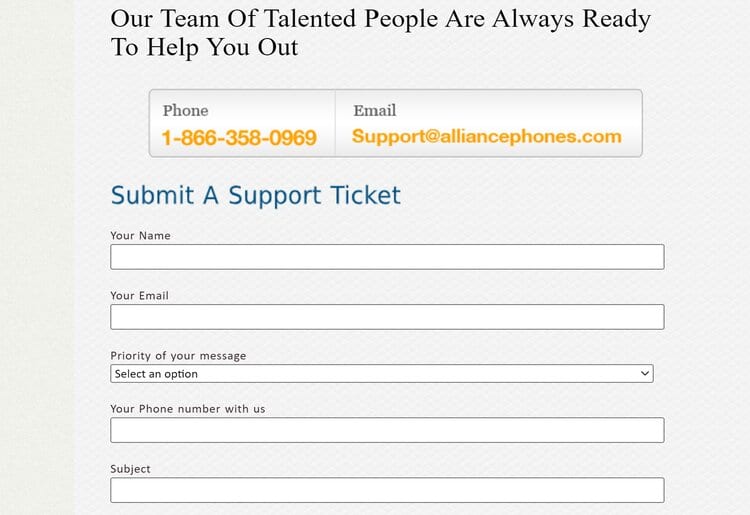 Alliance Phone Review Help and Support