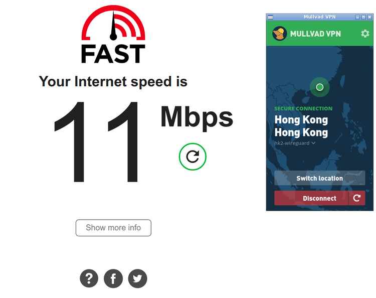 Mullvad VPN speed test